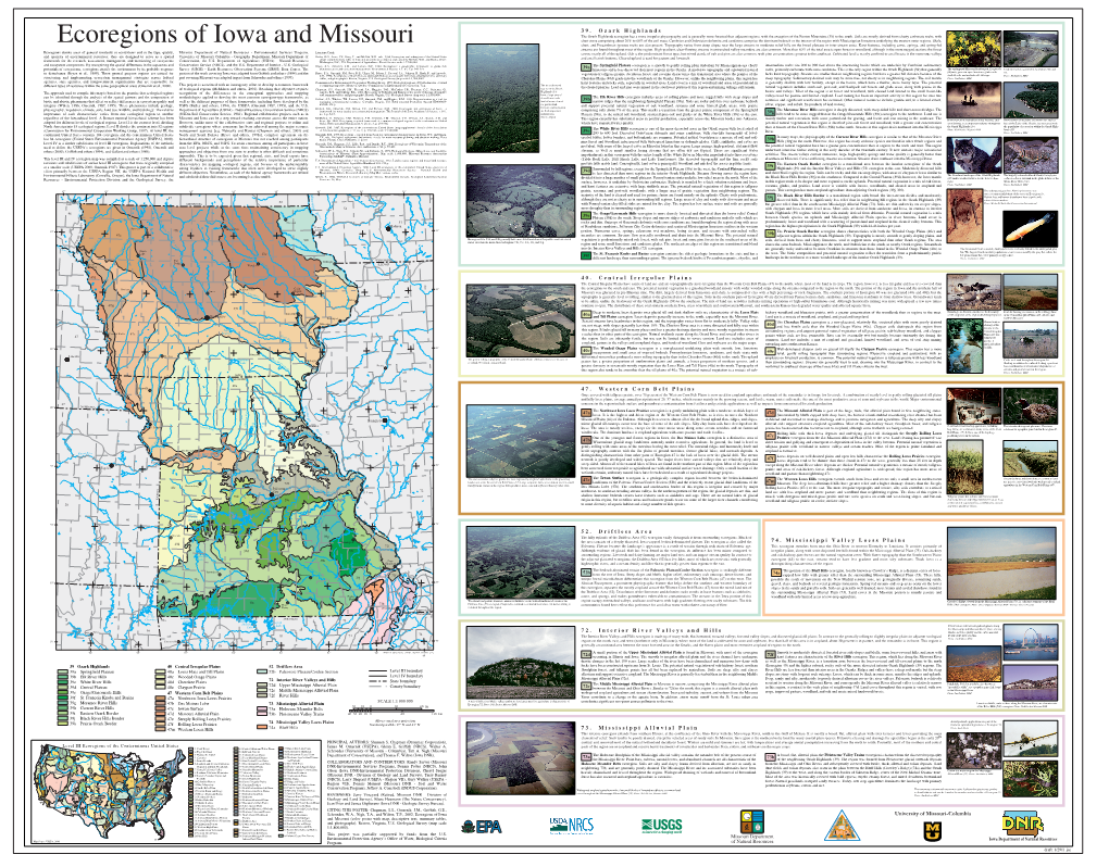 72. Interior River Valleys and Hills 39. Ozark Highlands 47. Western Corn