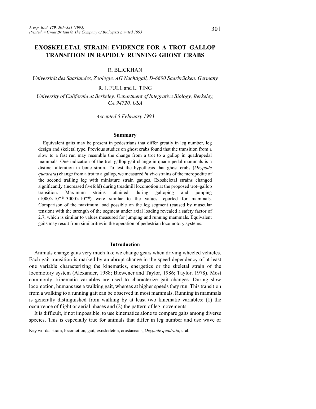 301 Exoskeletal Strain: Evidence for a Trot–Gallop