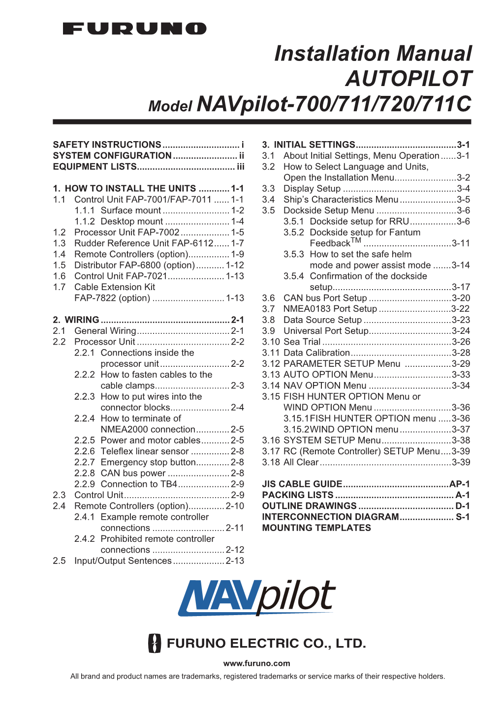 Installation Manual AUTOPILOT Model Navpilot-700/711/720/711C