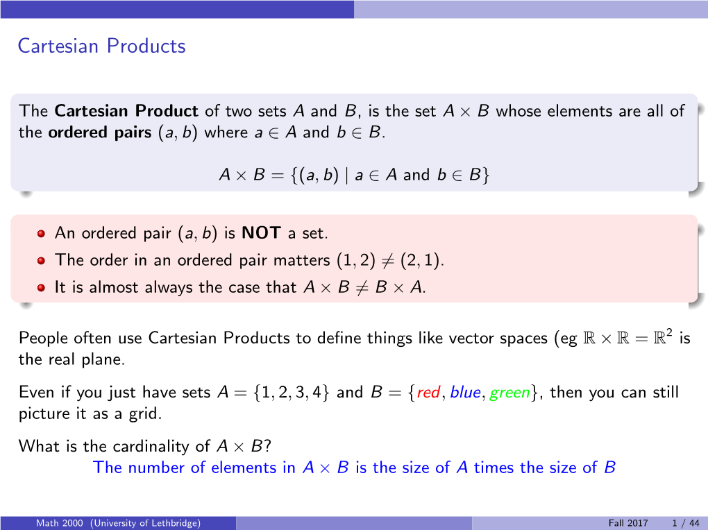 Cartesian Products