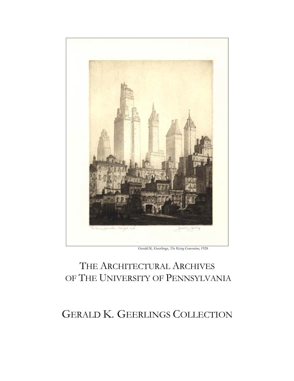 Gerald Kenneth Geerlings, 1897-1998: a Finding Aid for Drawings