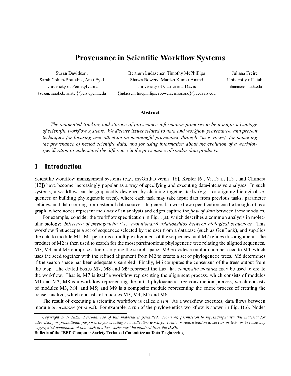 Provenance in Scientific Workflow Systems