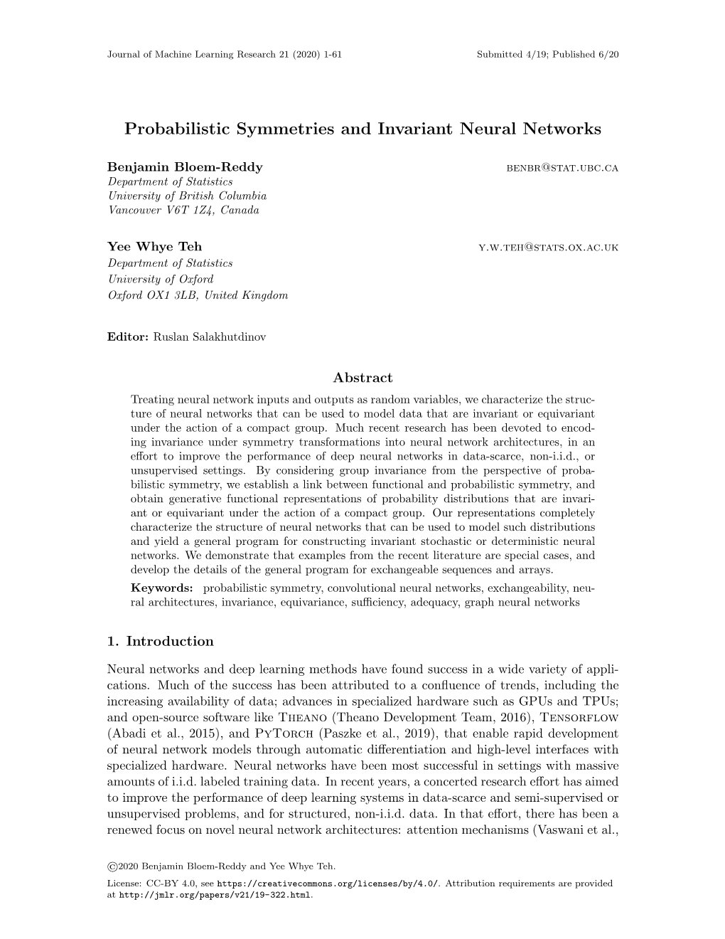 Probabilistic Symmetries and Invariant Neural Networks