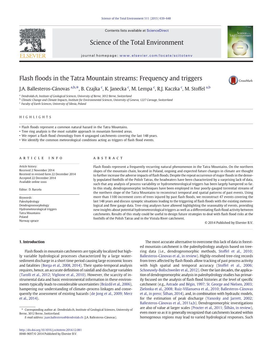 Flash Floods in the Tatra Mountain Streams: Frequency and Triggers