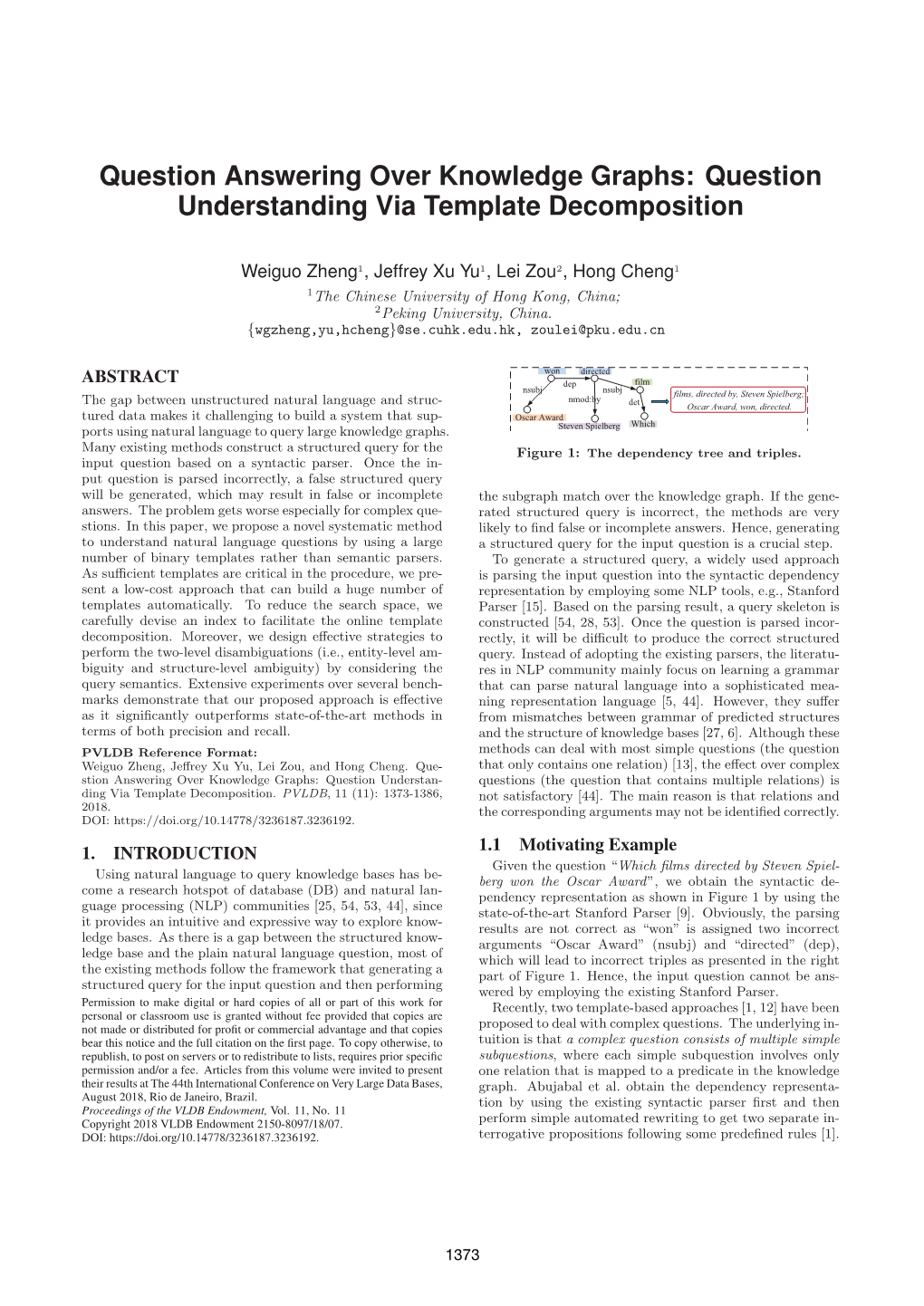 Question Answering Over Knowledge Graphs: Question Understanding Via Template Decomposition