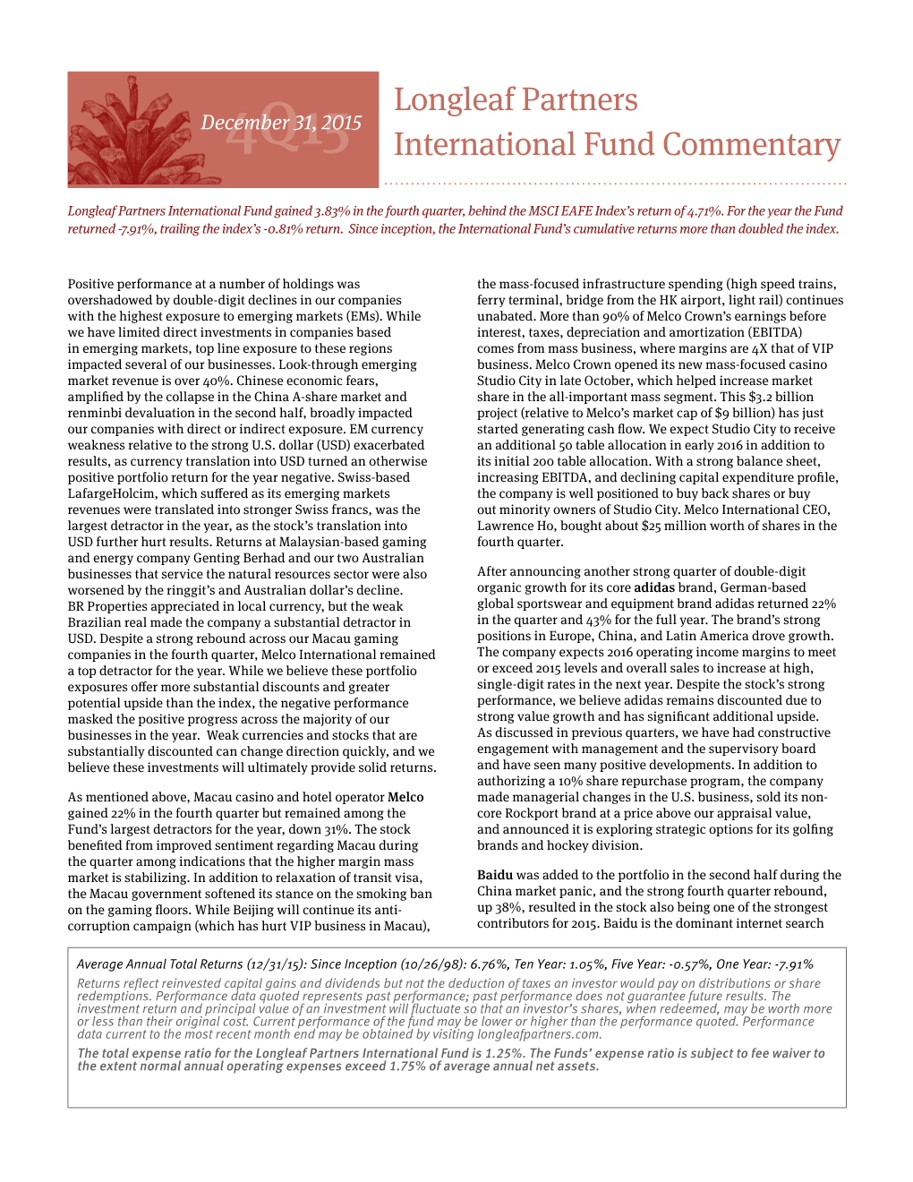 Longleaf Partners International Fund Commentary