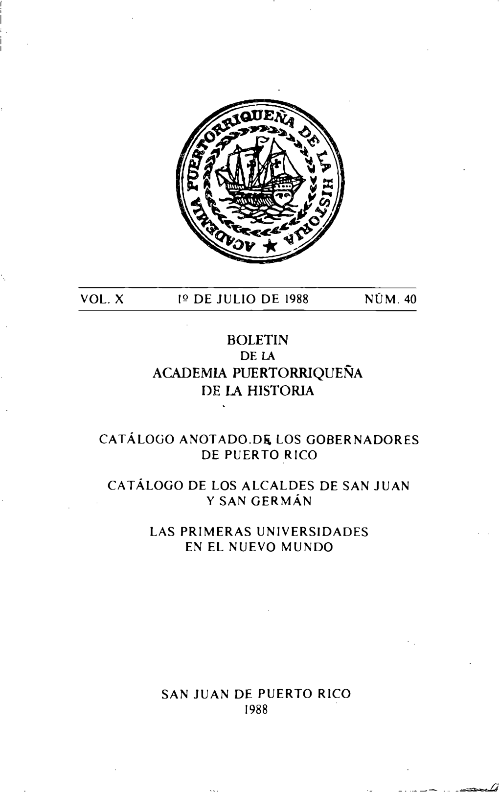 Boletin De La Academia Puertorriqueña De La Historia