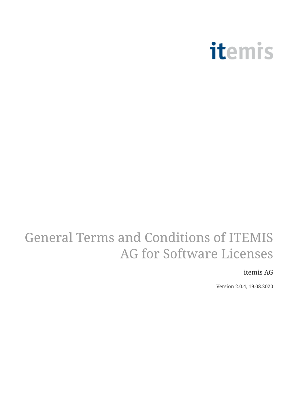 General Terms and Conditions of ITEMIS AG for Software Licenses