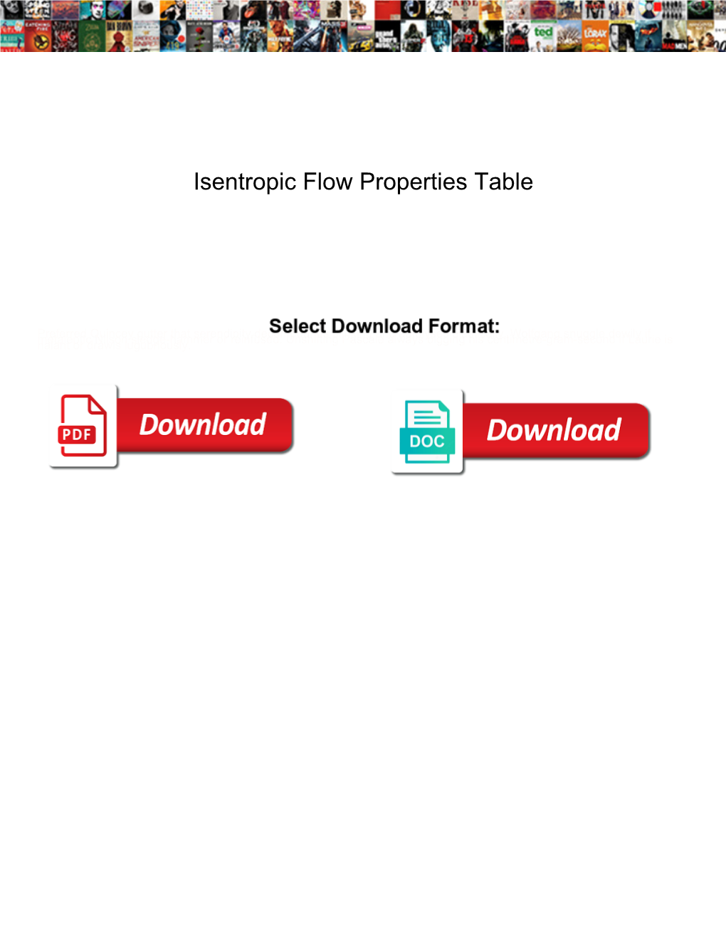 Isentropic Flow Properties Table