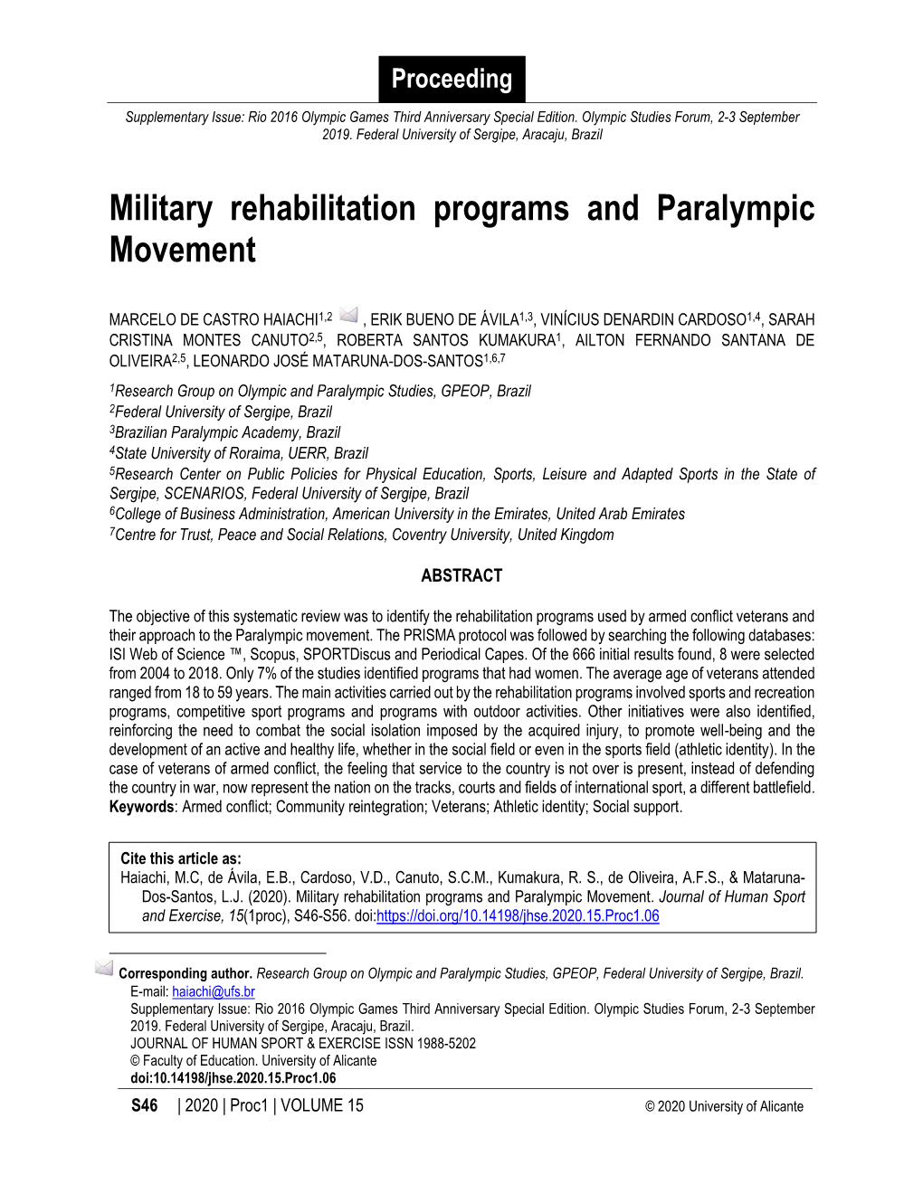 Military Rehabilitation Programs and Paralympic Movement