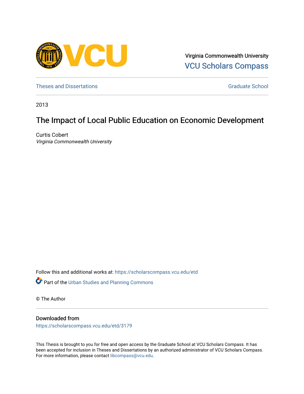 The Impact of Local Public Education on Economic Development