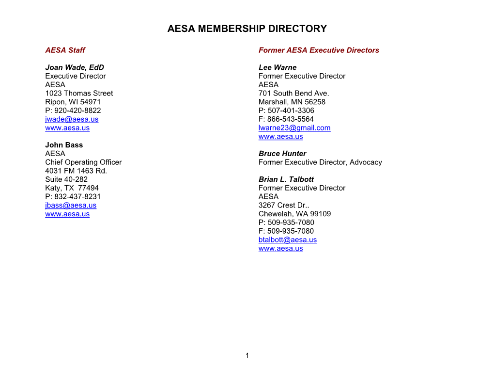 Aesa Membership Directory