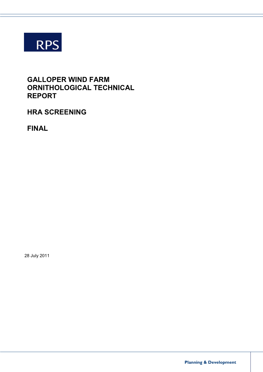 Galloper Wind Farm Ornithological Technical Report