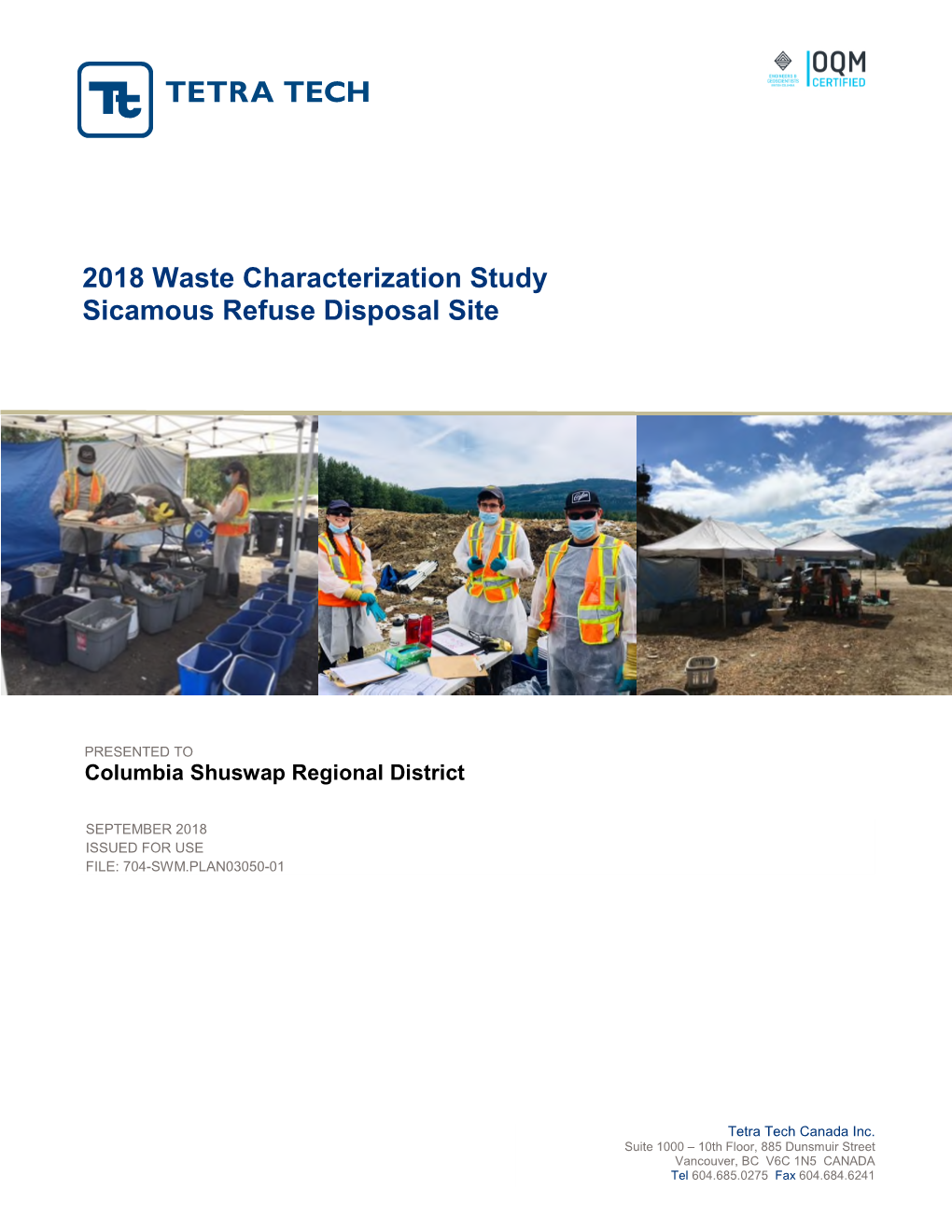 2018 Waste Characterization Study Sicamous Refuse Disposal Site