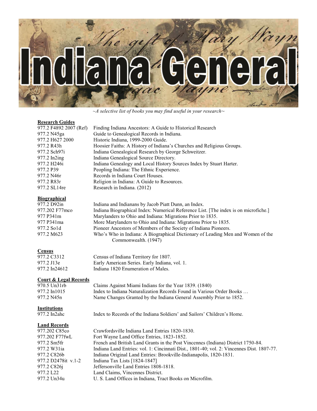 Indiana (General)