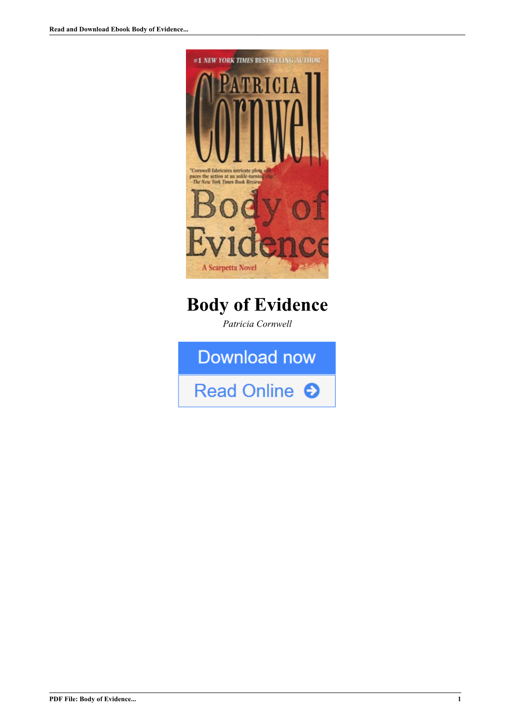 Body of Evidence by Patricia Cornwell