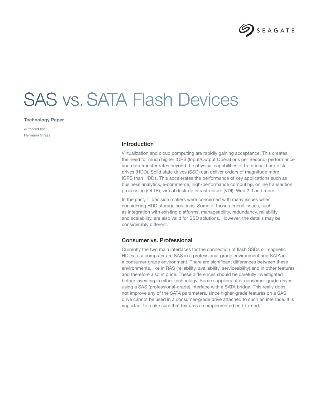 SAS Vs. SATA Flash Devices