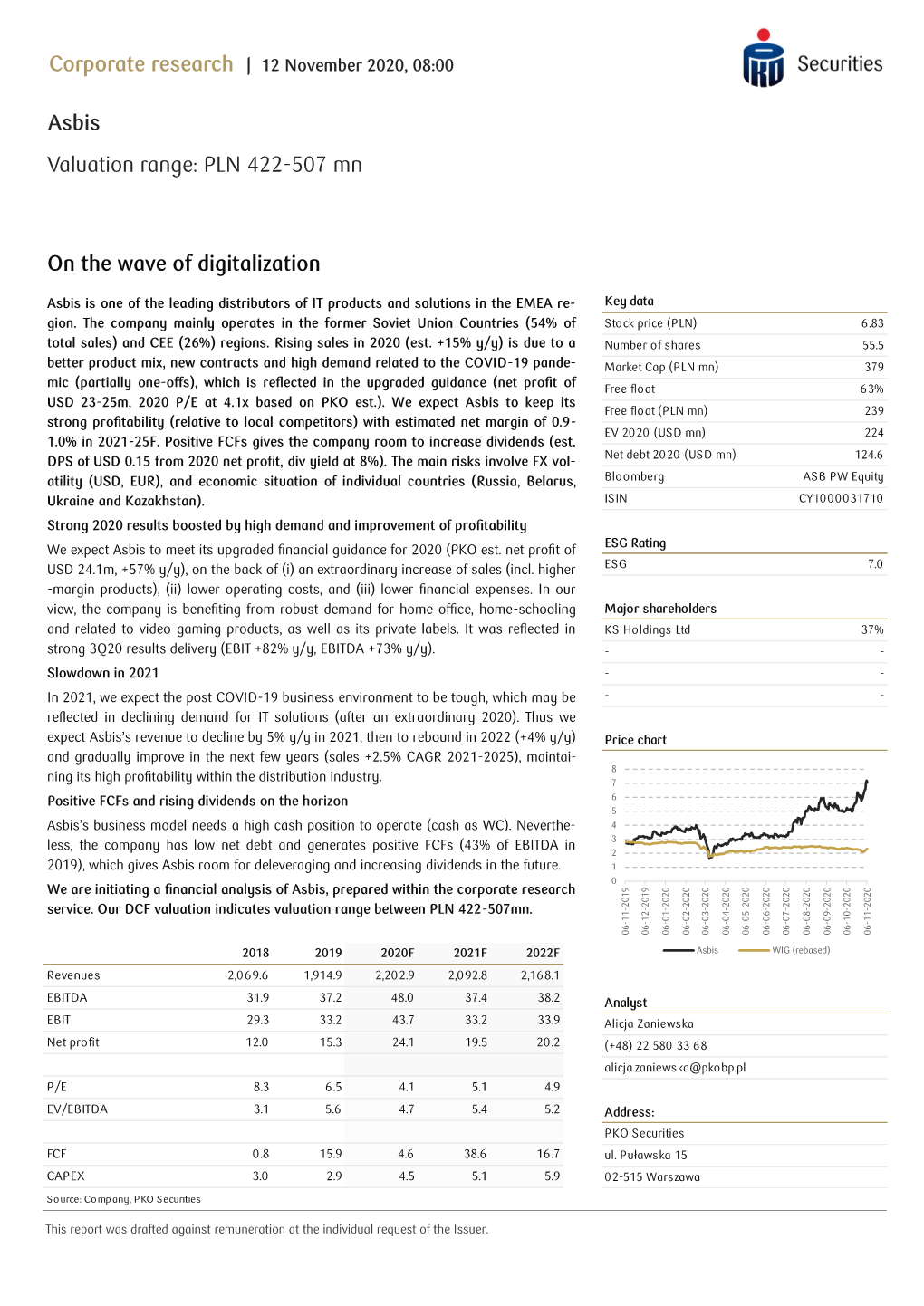 Asbis Valuation Range: PLN 422-507 Mn on the Wave of Digitalization