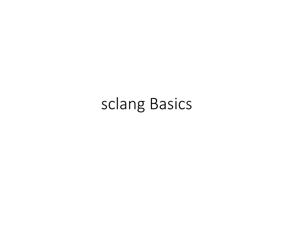 Sclang Basics Topics Addressed