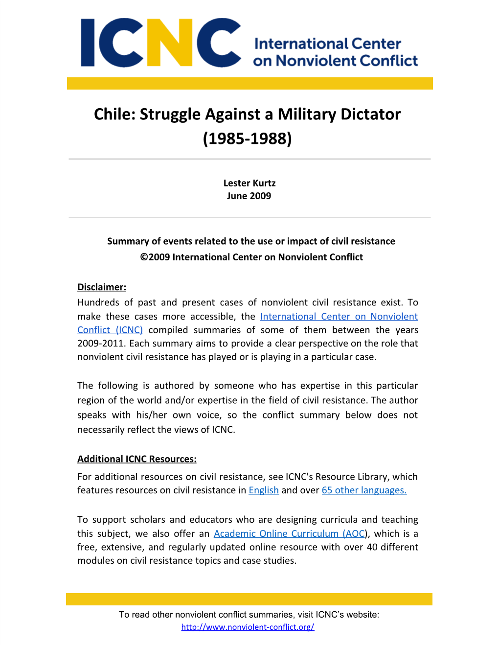 Chile: Struggle Against a Military Dictator
