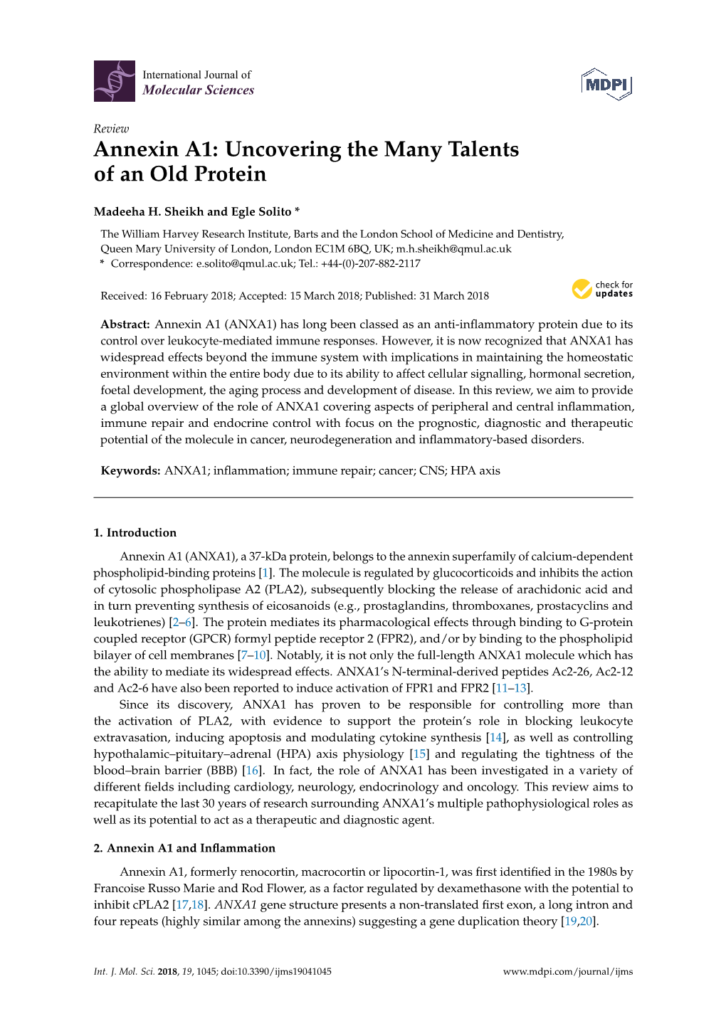 Annexin A1: Uncovering the Many Talents of an Old Protein