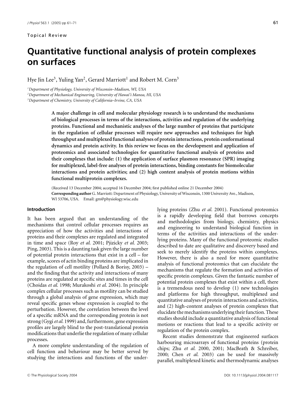 Quantitative Functional Analysis of Protein Complexes on Surfaces