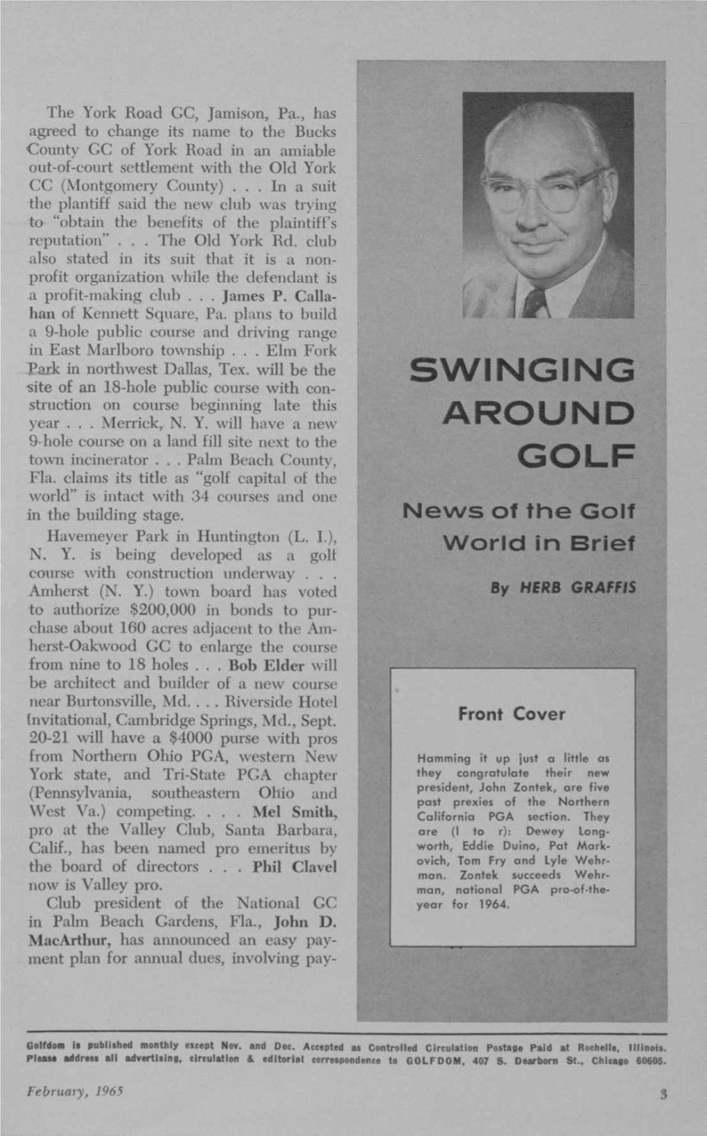 Swinging Around Golf (Continued from Page 26) Bob Stevens, Who Assisted Pro Jim Mil- Ward at North Hills CC in Menomonee, "BAK-9" Wis