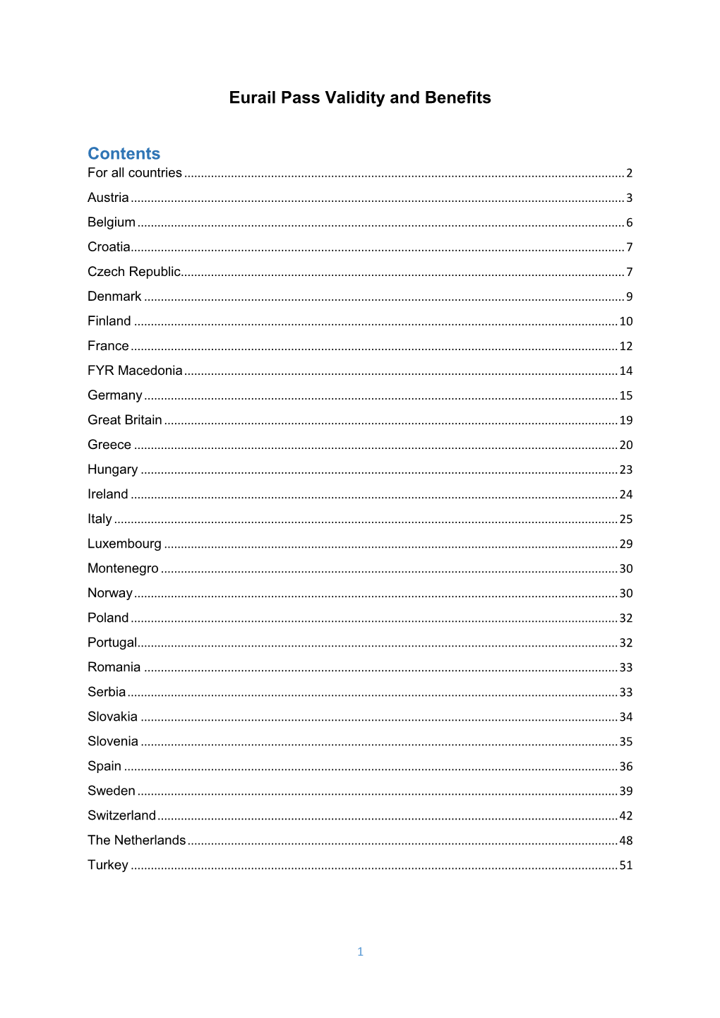 Eurail Pass Validity and Benefits Contents