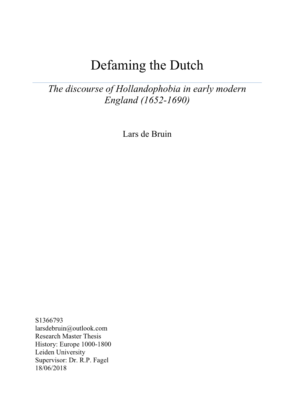 Defaming the Dutch