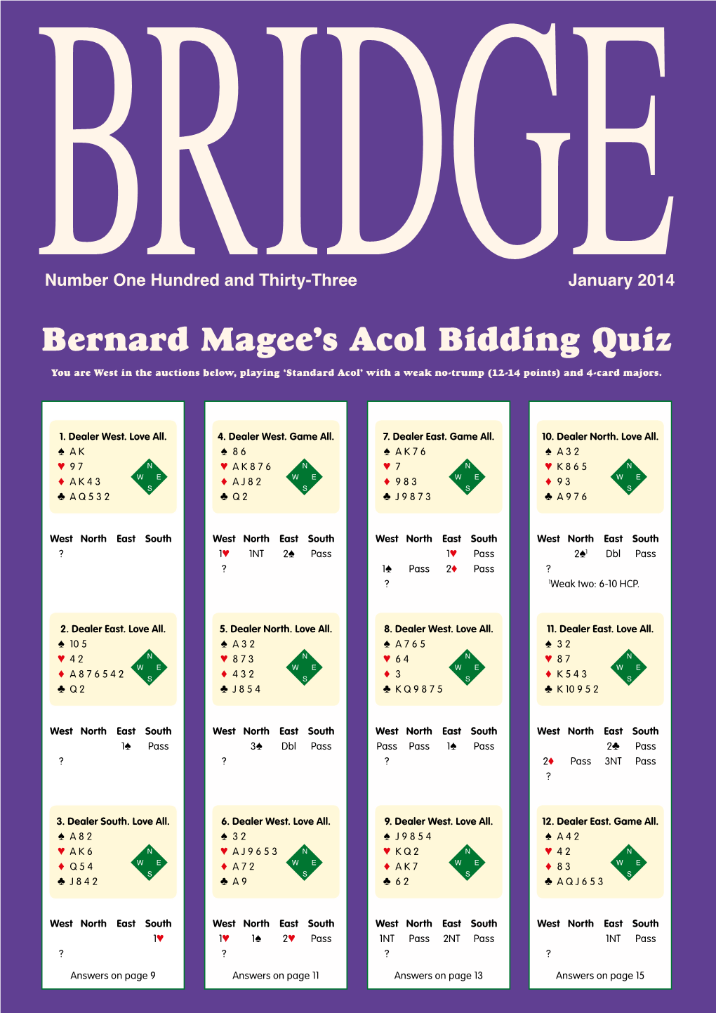 Bernard Magee's Acol Bidding Quiz