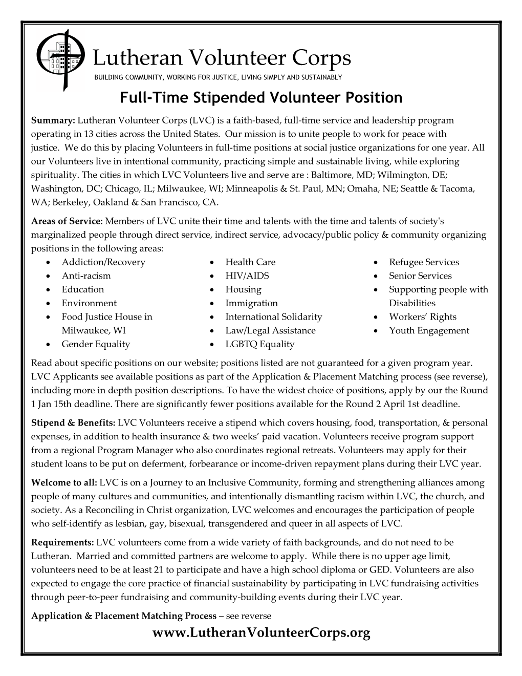 Full-Time Stipended Volunteer Position