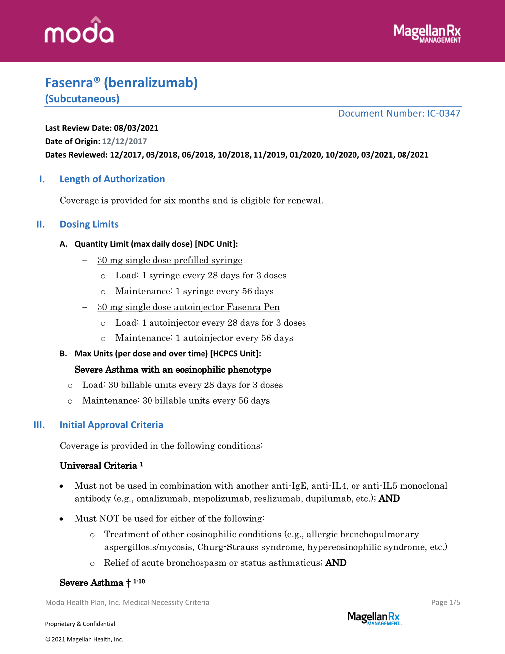 Fasenra® (Benralizumab)