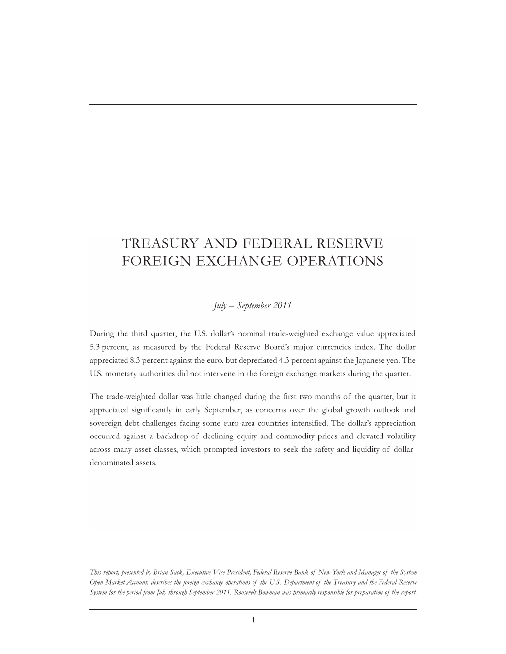 Treasury and Federal Reserve Foreign Exchange Operations