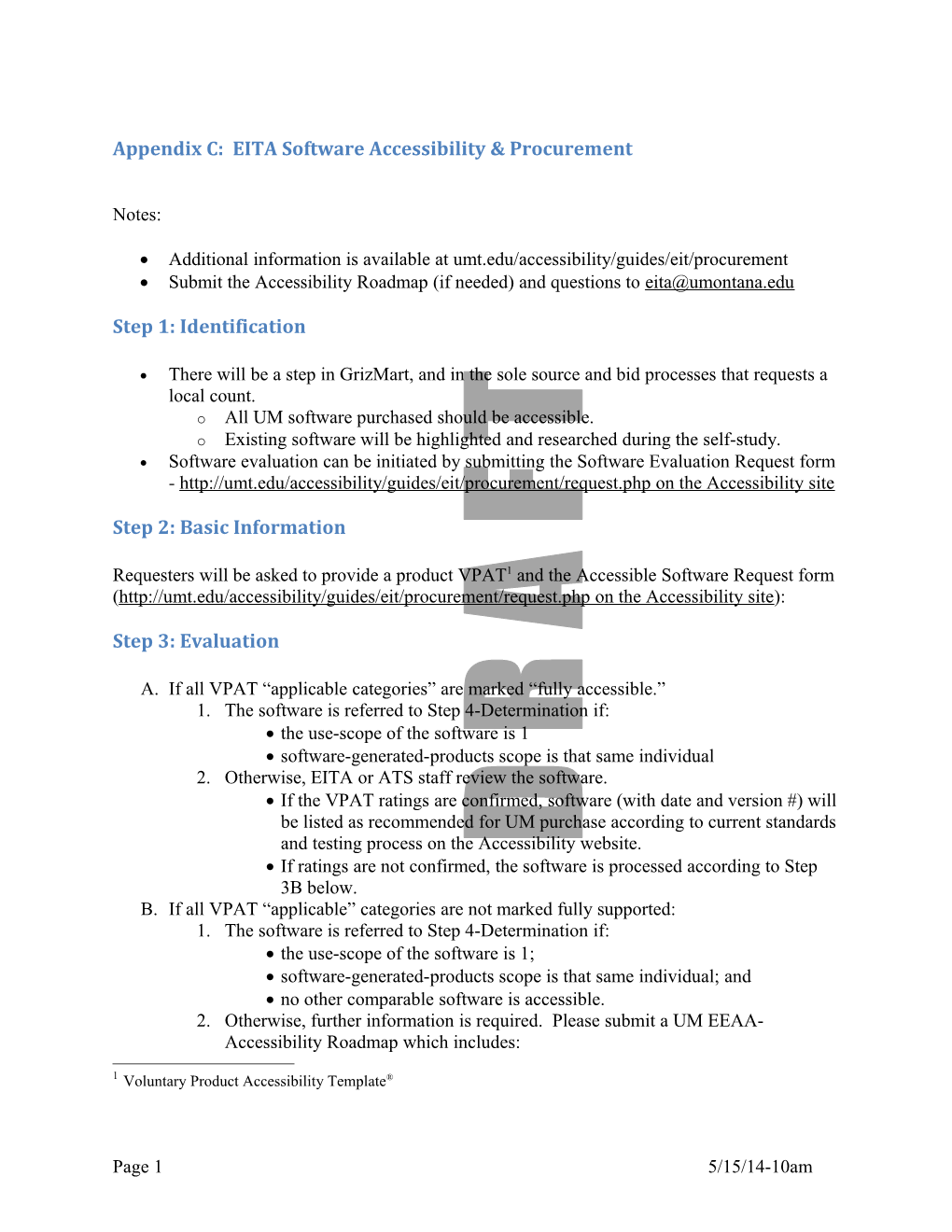 Appendix C: EITA Software Accessibility & Procurement Notes