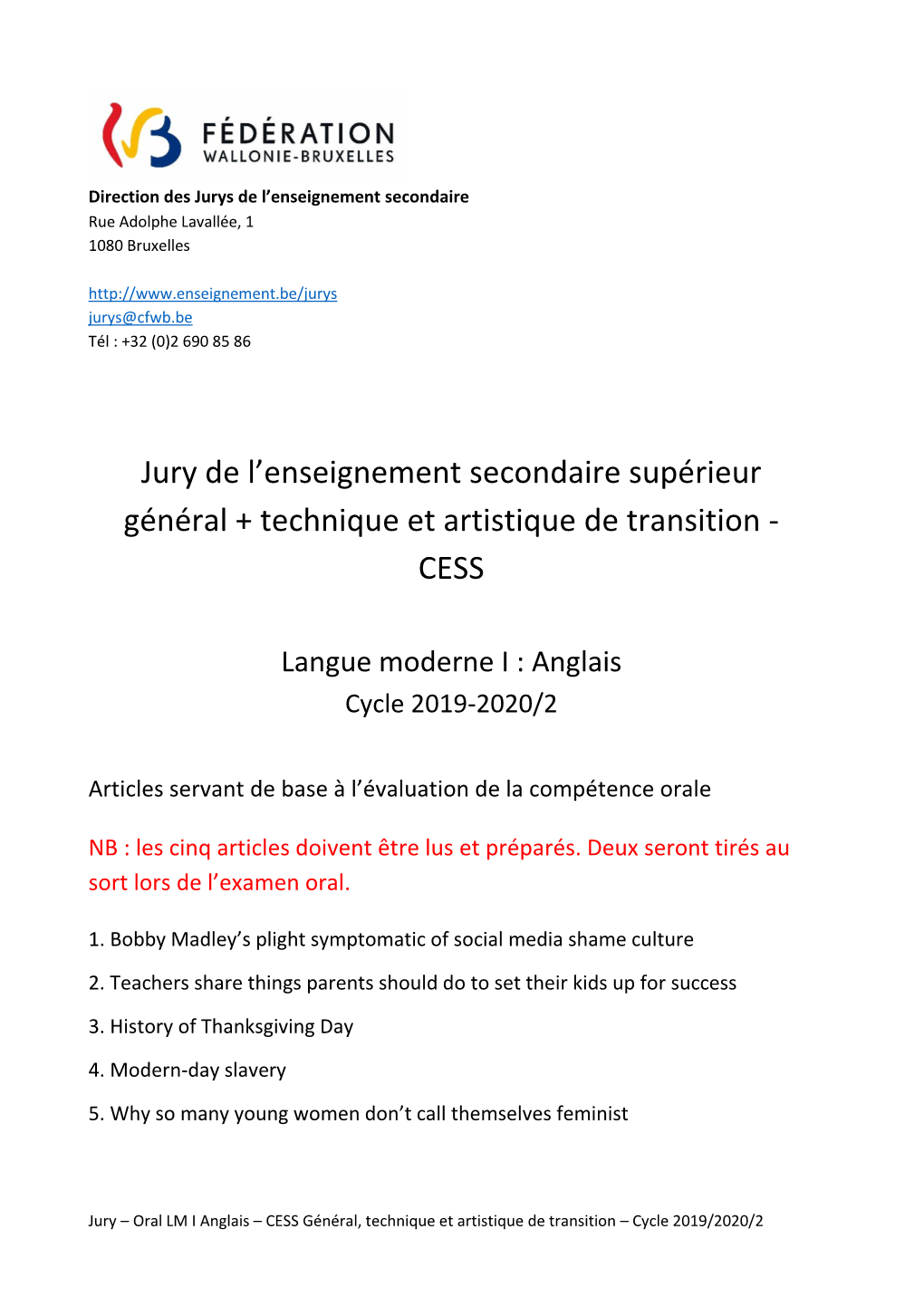 Jury De L'enseignement Secondaire Supérieur Général + Technique Et