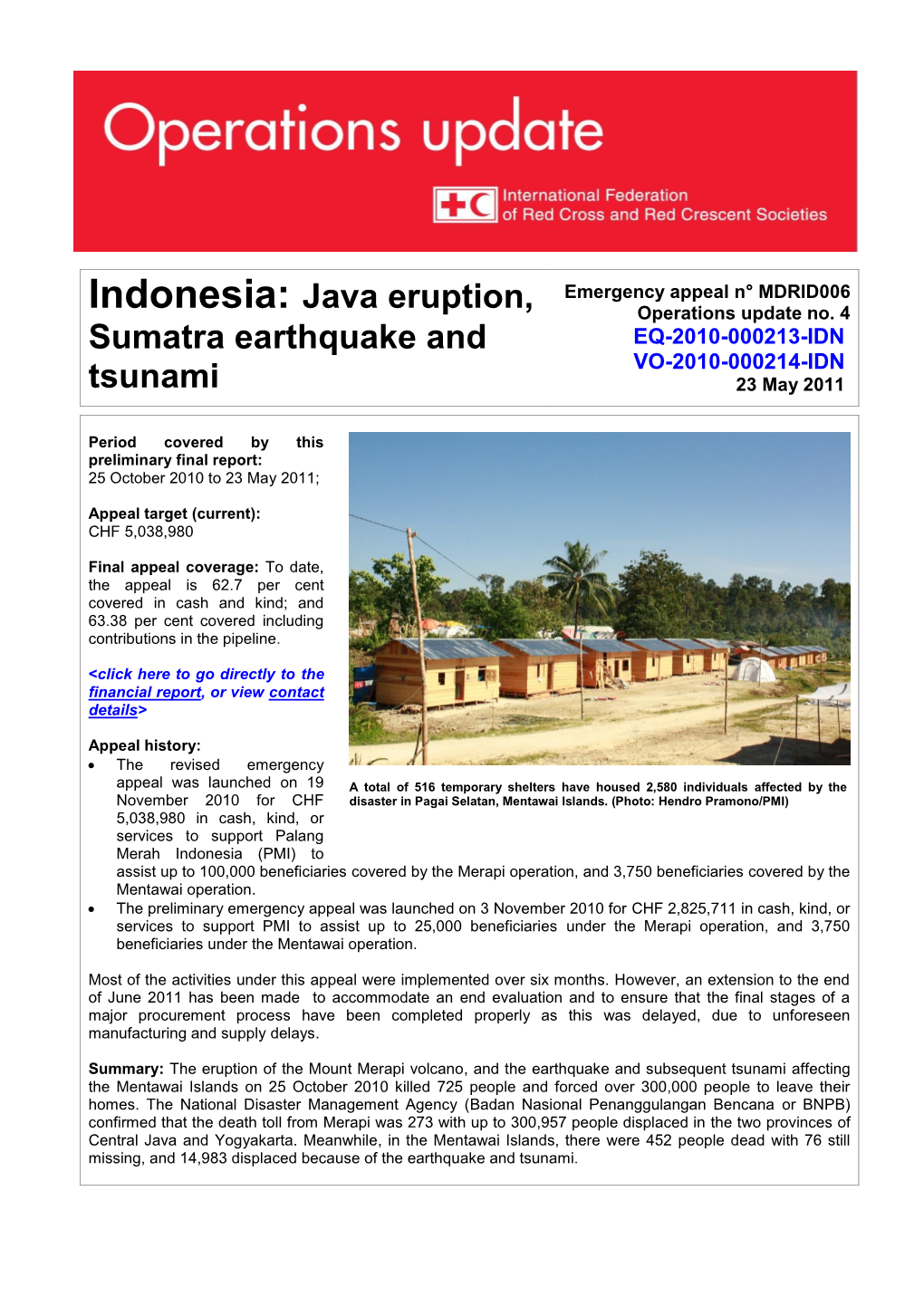 Indonesia: Java Eruption, Sumatra Earthquake and Tsunami