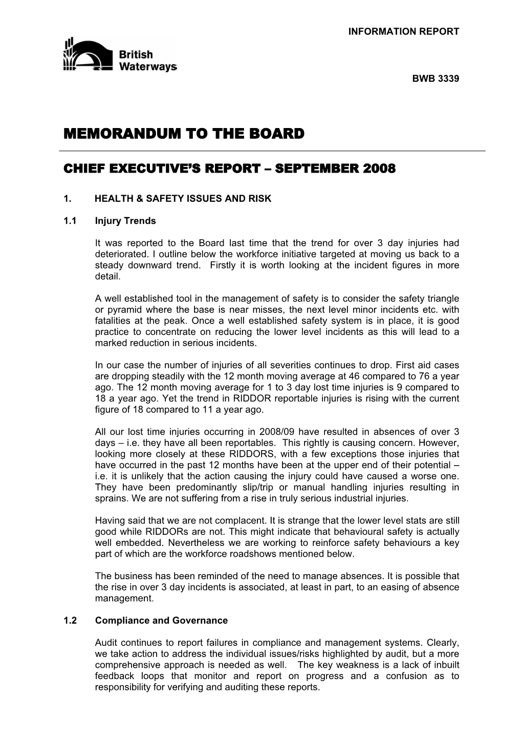 Chief Executive's / Board Briefing Paper