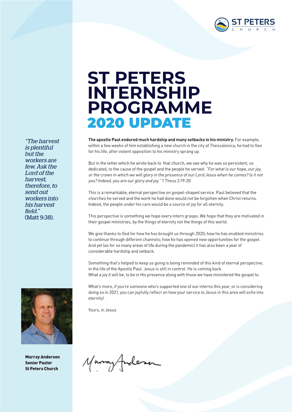 St Peters Internship Programme 2020 Update