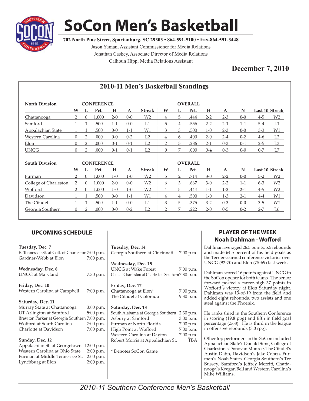 Socon Men's Basketball