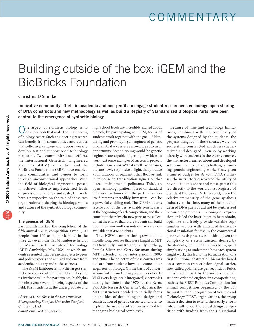 Igem and the Biobricks Foundation