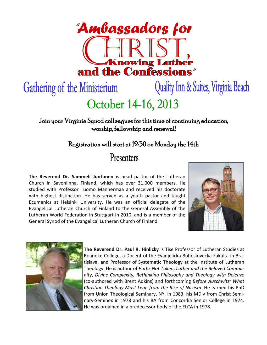 Gathering of the Ministerium Save the Date