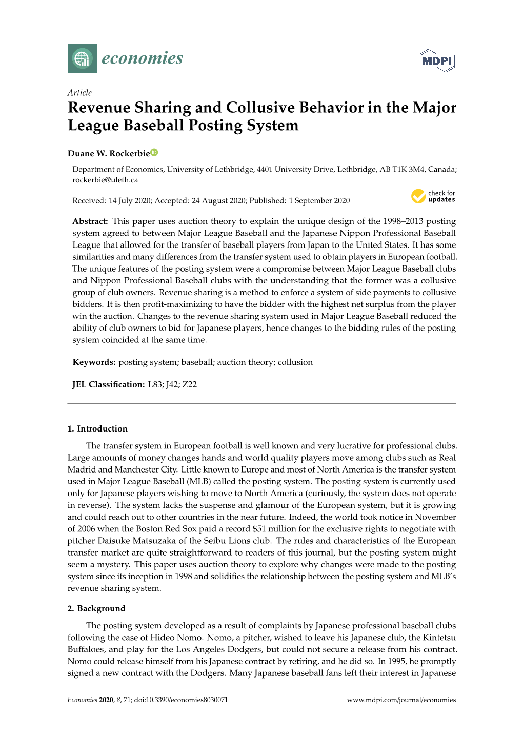 Revenue Sharing and Collusive Behavior in the Major League Baseball Posting System