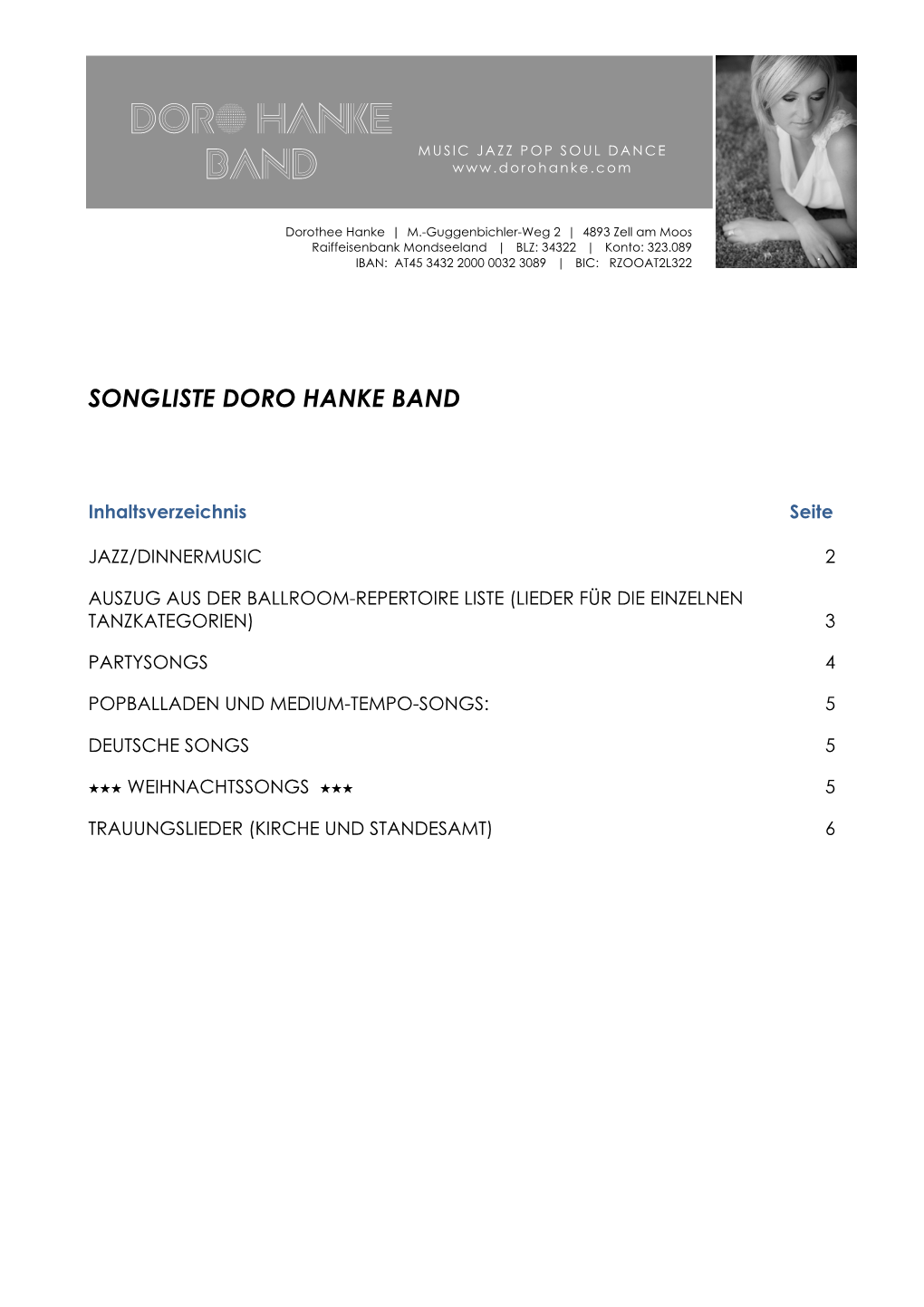 Songliste Doro Hanke Band