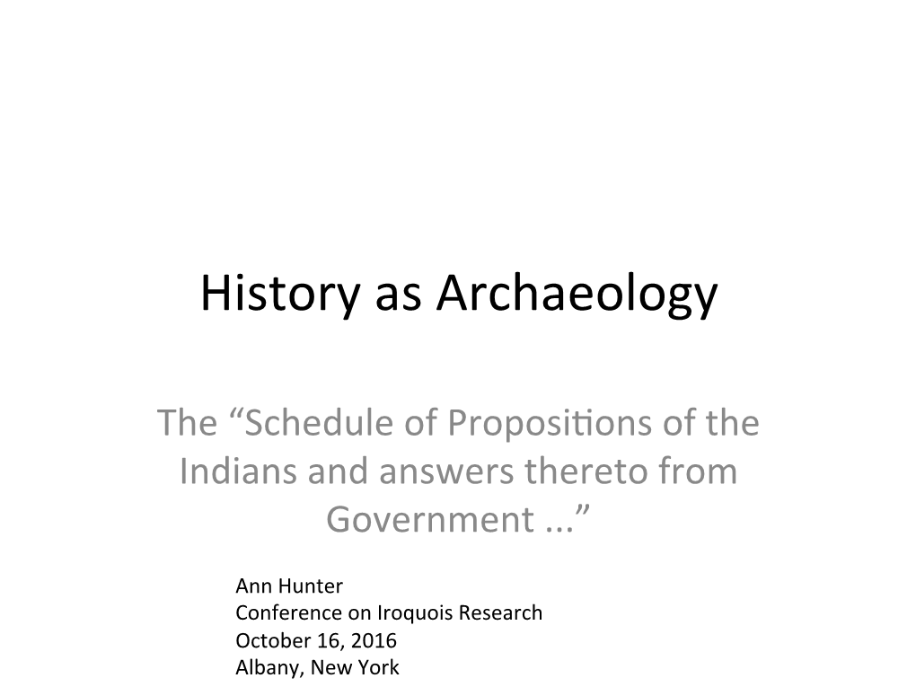 History As Archaeology