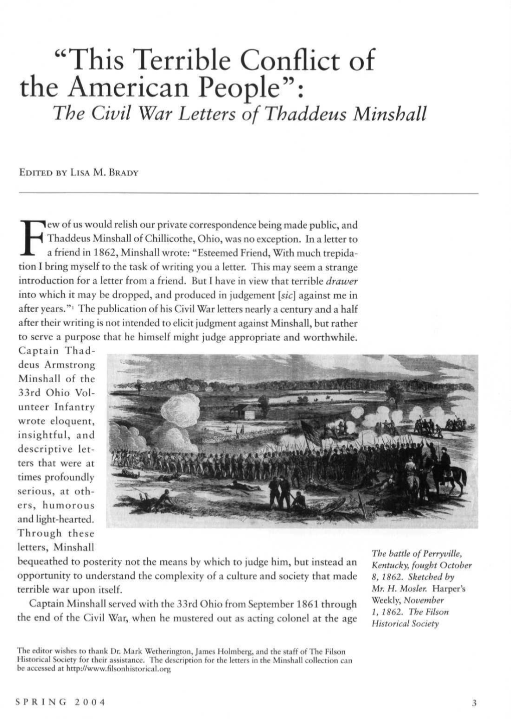 The Civil War Letters of Thaddeus Minshall