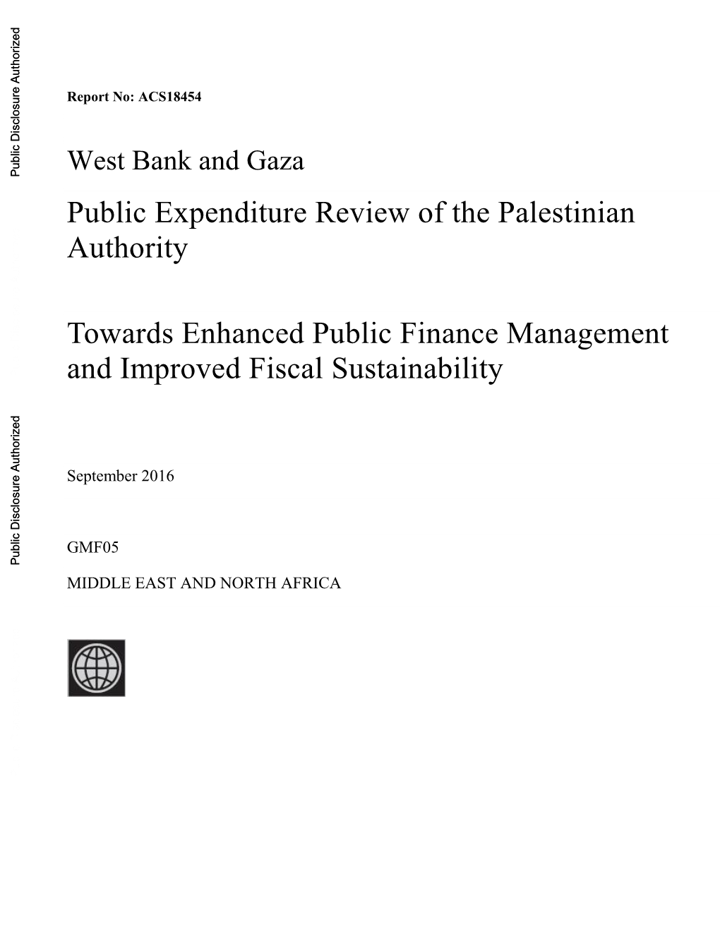 West Bank and Gaza Public Disclosure Authorized Public Expenditure Review of the Palestinian Authority