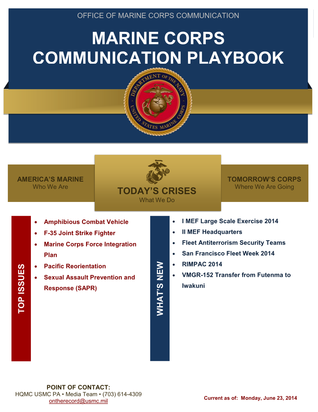 MARINE CORPS COMMUNICATION PLAYBOOK Post-Tr