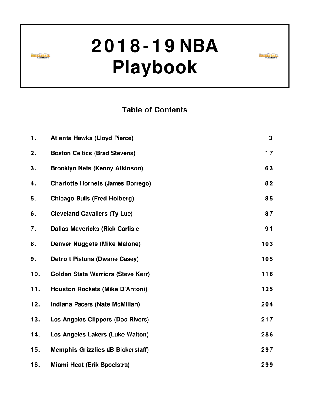 2018-19 NBA Playbook - Contents (Cont.) 17