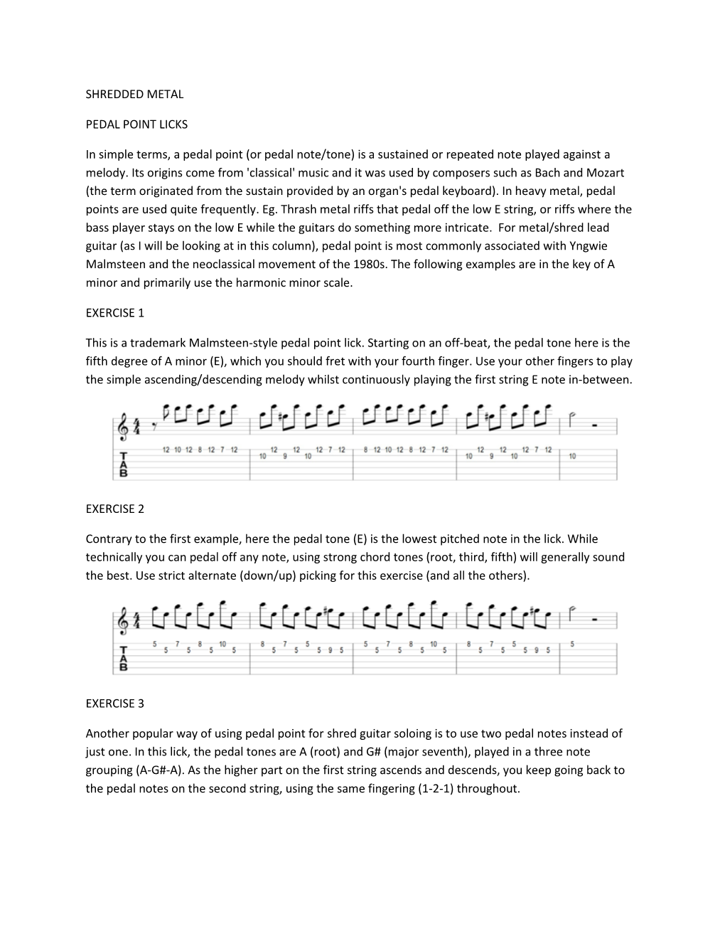 SHREDDED METAL PEDAL POINT LICKS in Simple