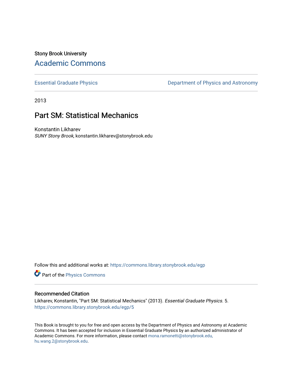 Statistical Mechanics